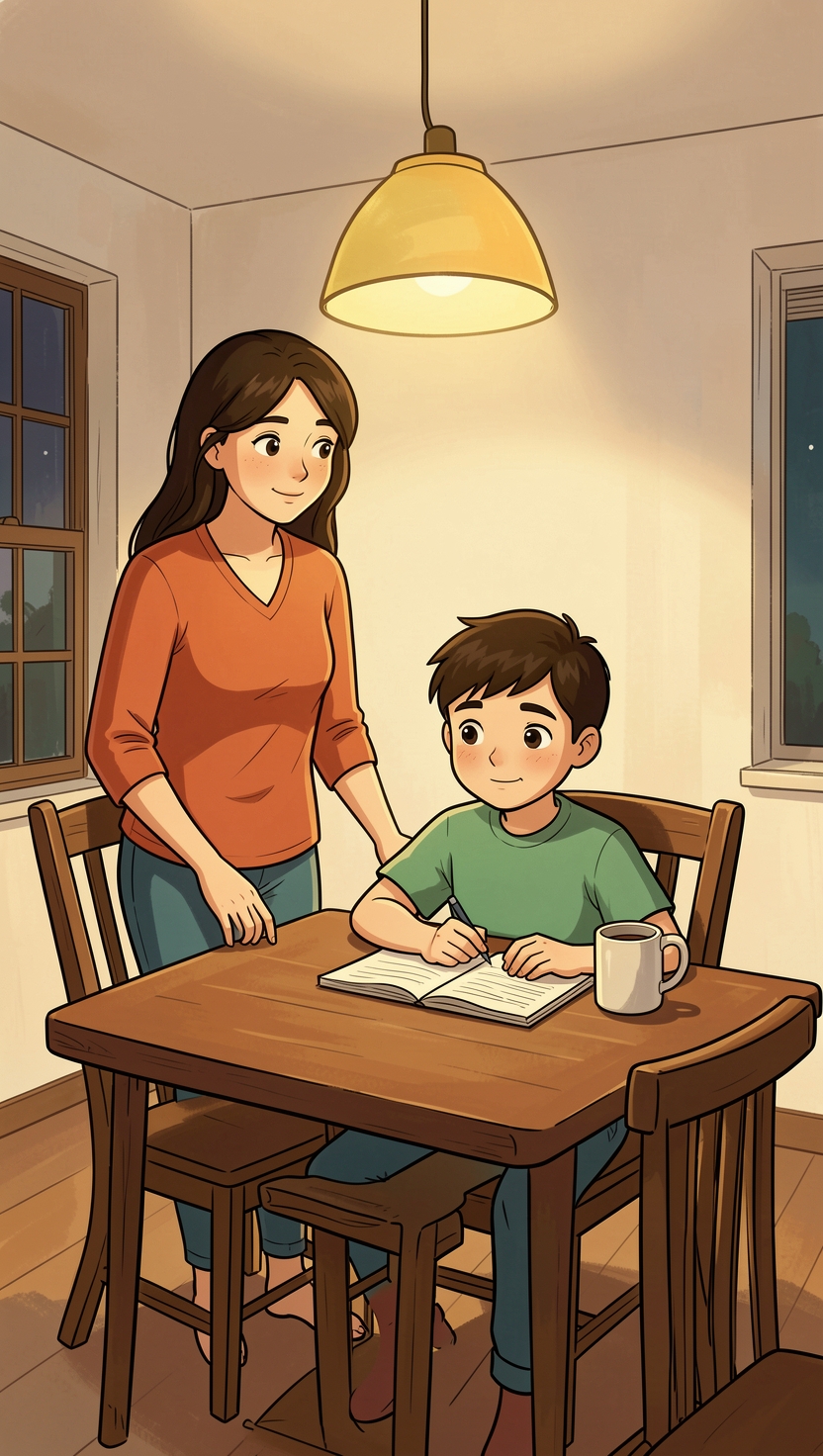 An open book motif for maths working shown step by step